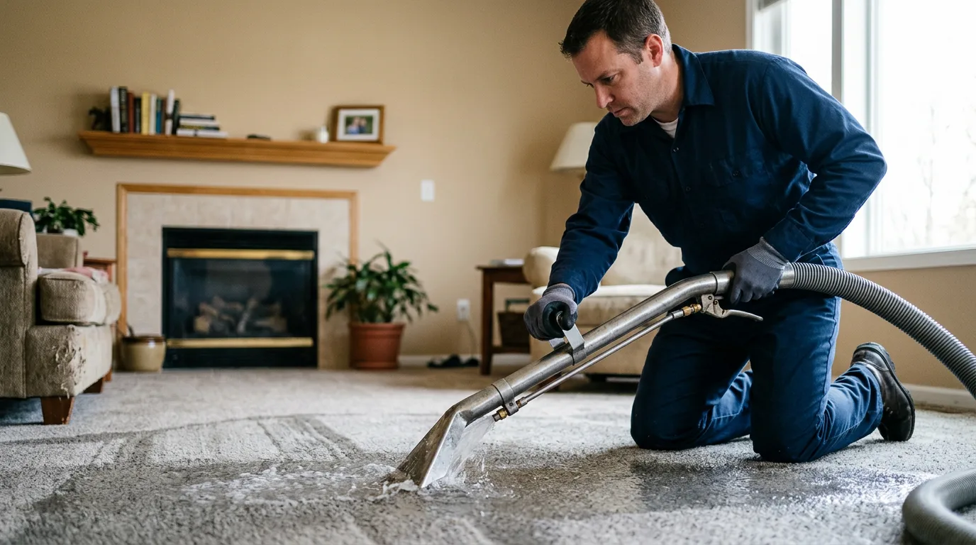 Water damage restoration technician working near Hudson, WI
